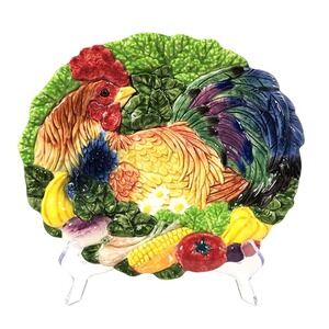 VTG Fitz and Floyd Coq Du Village Embossed Turkey Small 9" X 8" Platter EUC!
